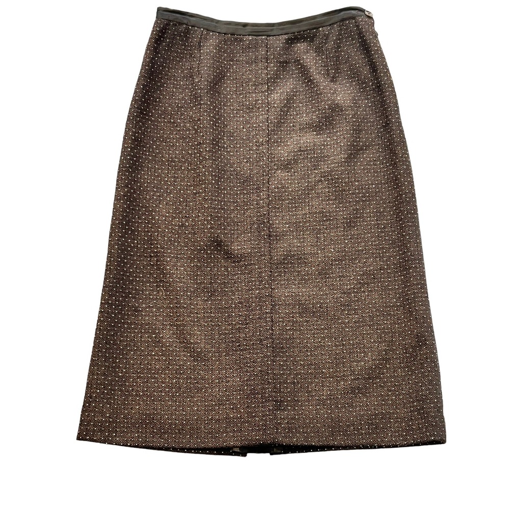 ETRO MILANO BROWN POLKA DOT WOOL STRAIGHT MIDI SKIRT SZ 40 2/4 - Picture 11 of 13